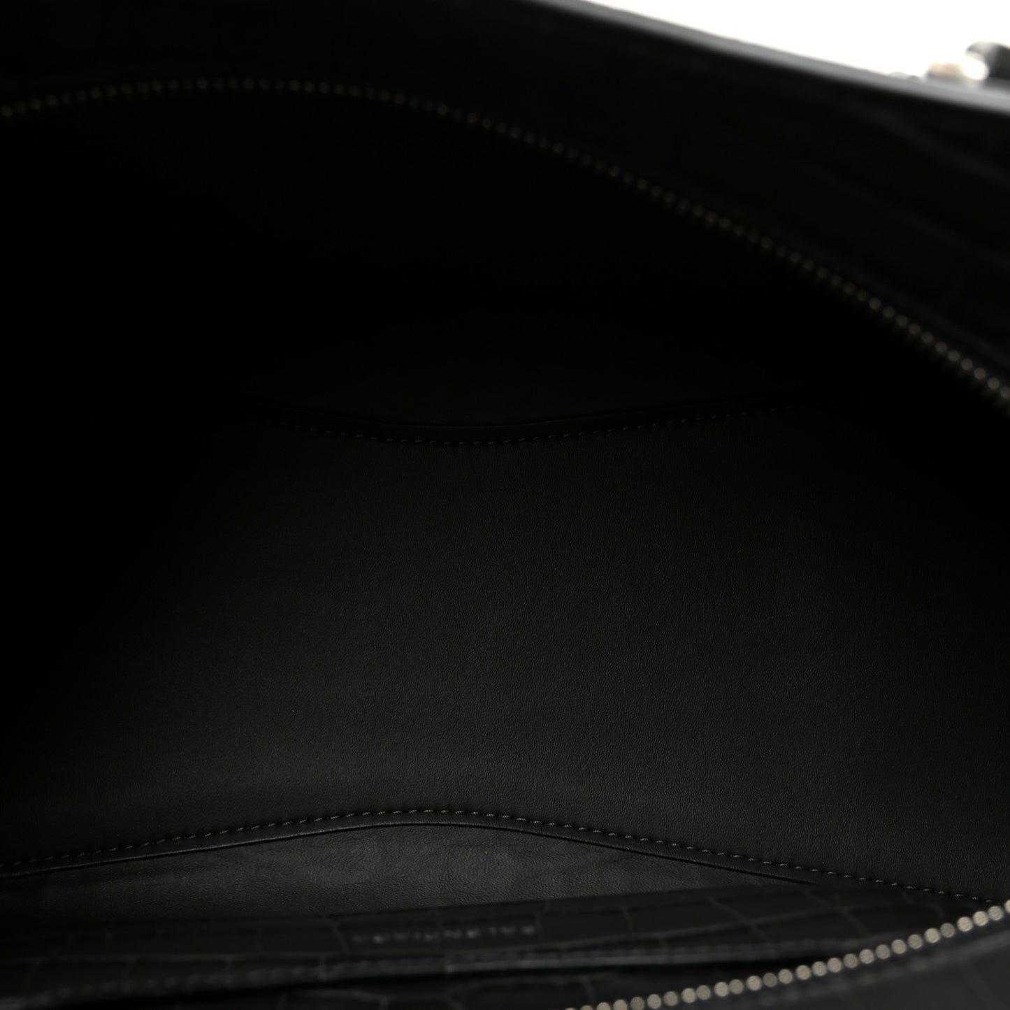 Shiny Supple Calfskin Crocodile Embossed Neo Classic Silver Hardware S City Dark Grey