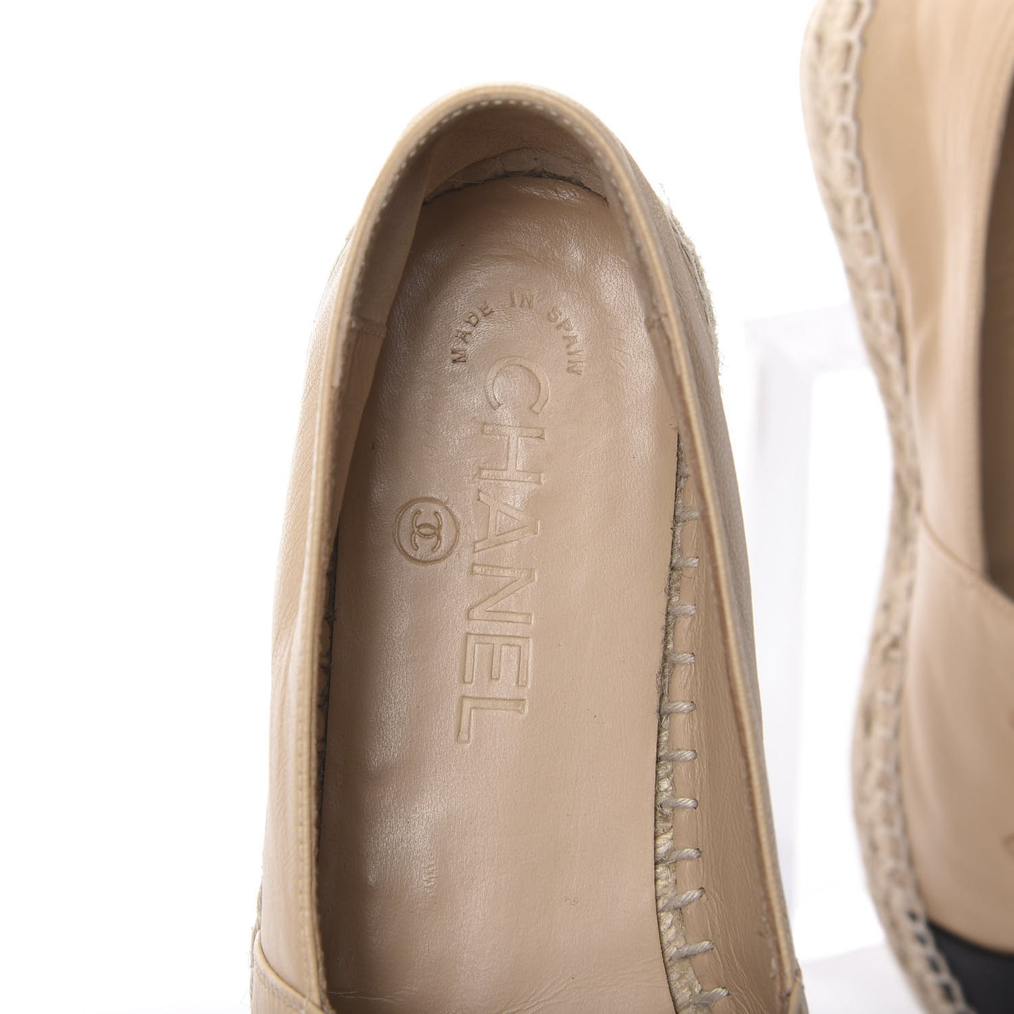 Lambskin CC Espadrilles 37 Beige Black