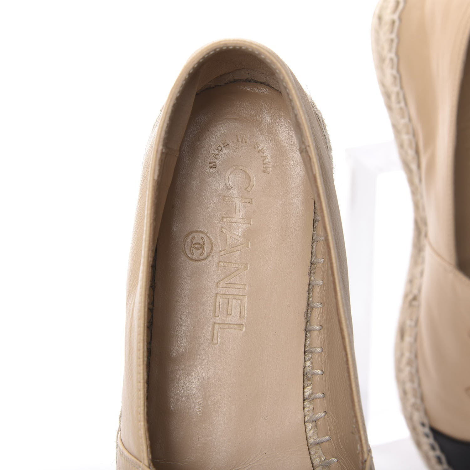 Chanel Lambskin CC Espadrilles 37 Beige Black 8 of 12