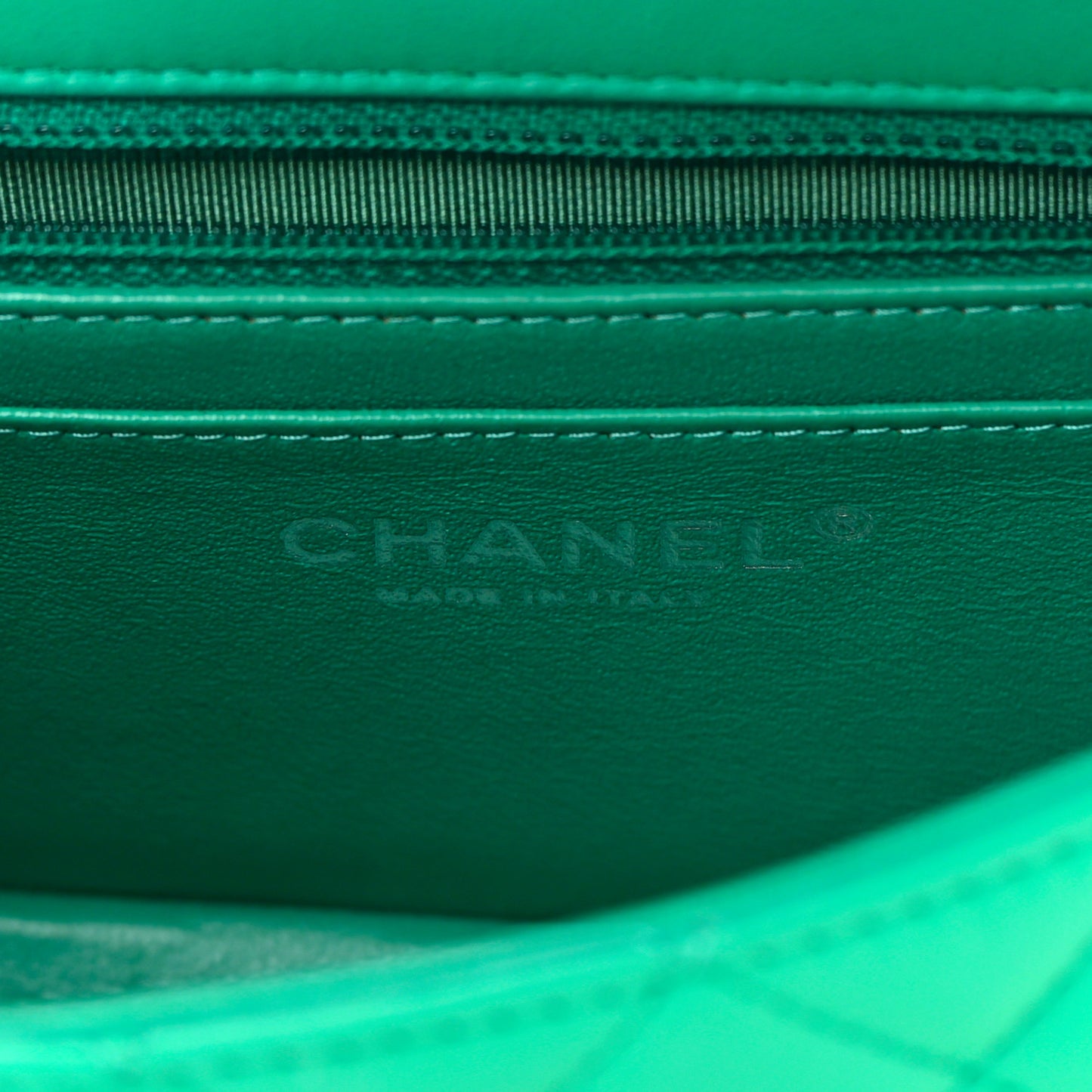 Lambskin Quilted Mini Rectangular Flap Green