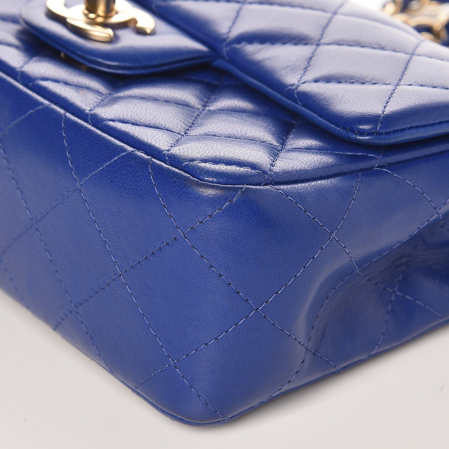 Chanel Lambskin Quilted Mini Rectangular Flap Dark Blue 9 of 12