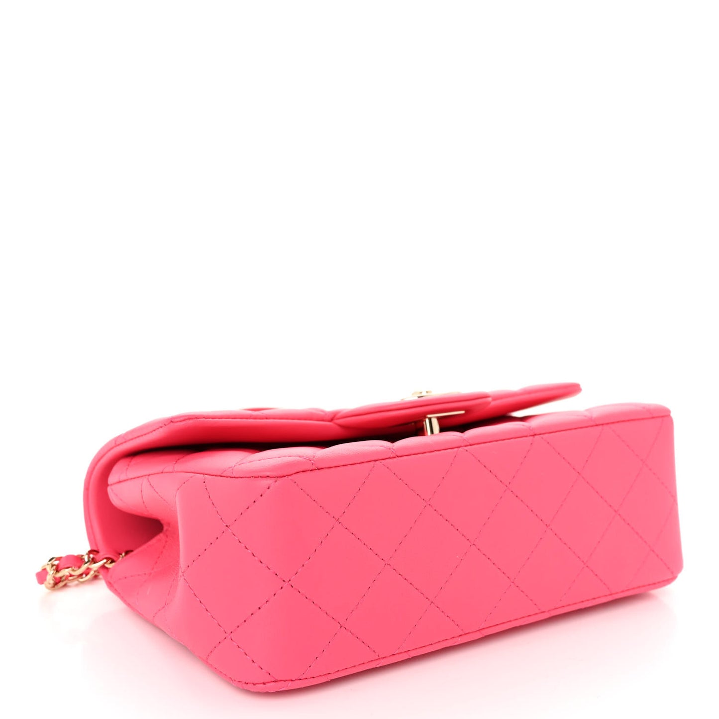 Lambskin Quilted Mini Top Handle Rectangular Flap Fuchsia