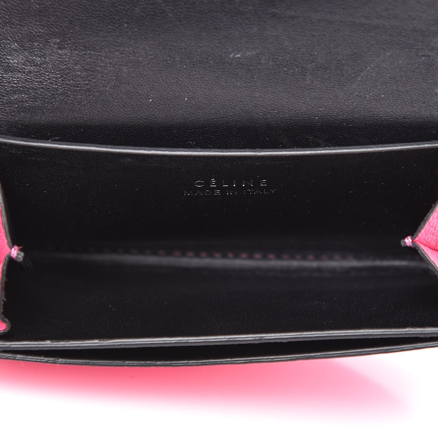 Celine Calfskin Flap Card Holder Fluo Pink 5 of 13