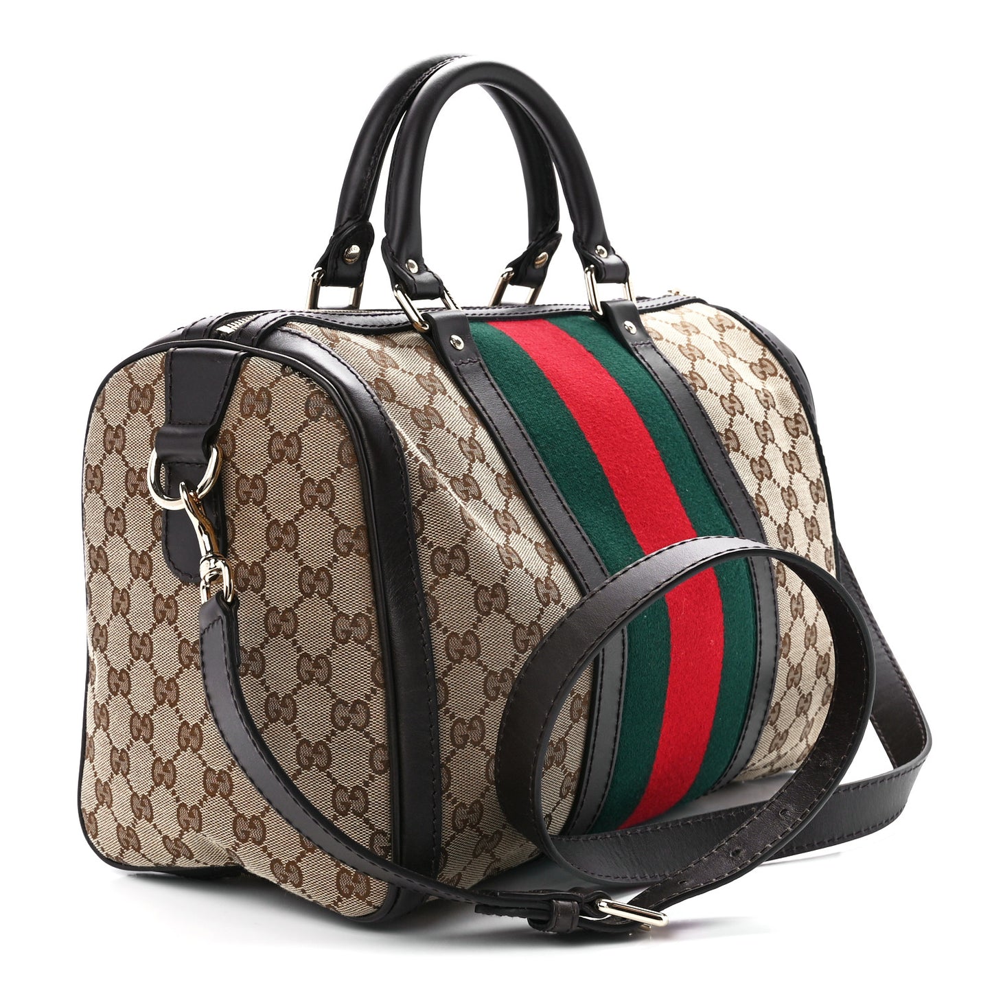 Monogram Selleria Calfskin Vintage Web Medium Boston Beige Ebony Cocoa
