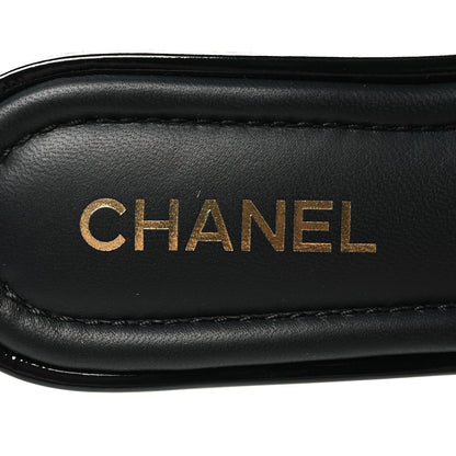 Chanel Patent Goatskin Quilted CC Mules Sandals 39 Black 8 of 9