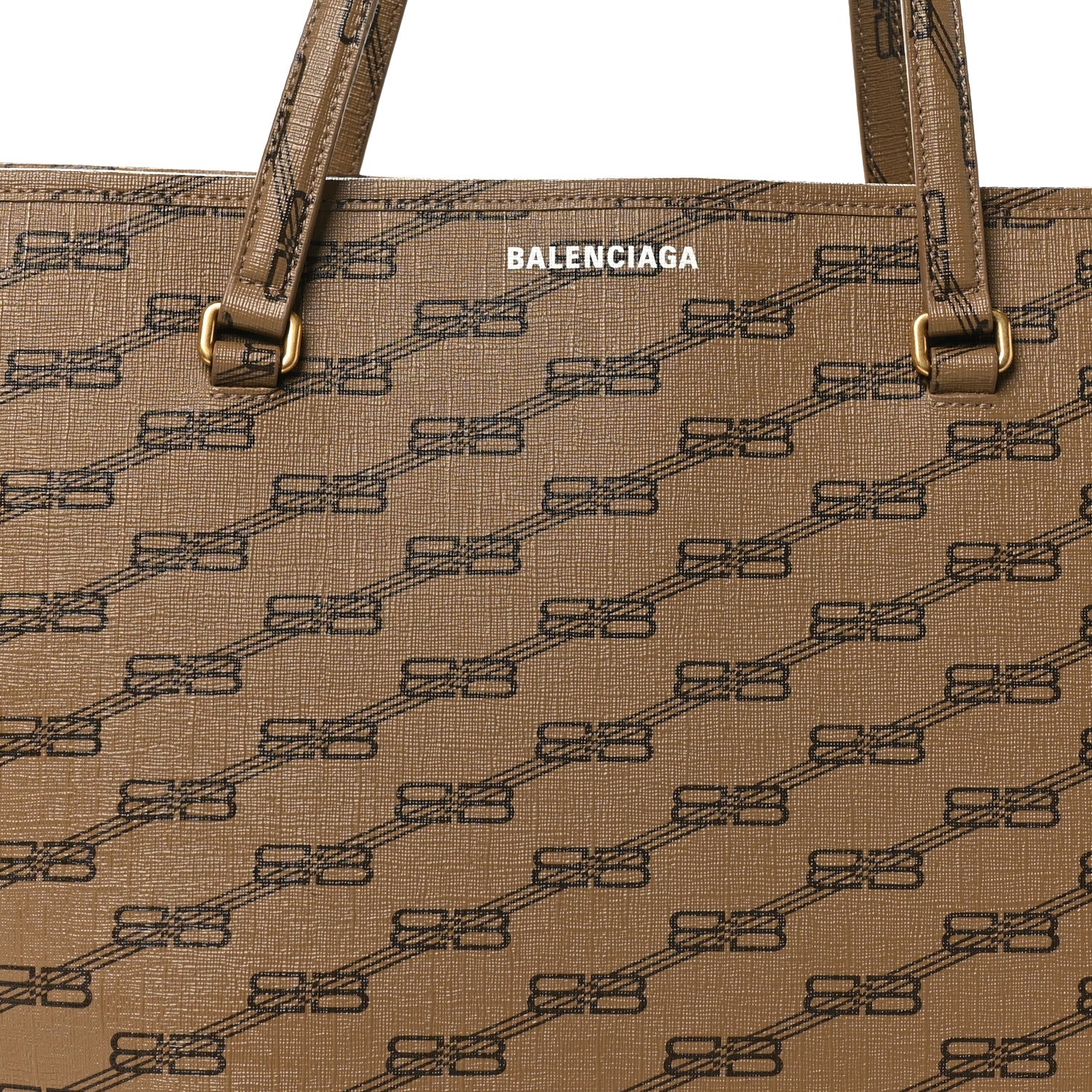 Balenciaga Coated Canvas BB Monogram Large Signature East West Shopper Bag Beige Brown 8 of 10