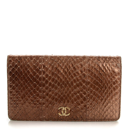 Chanel Metallic Python Yen Wallet Bronze 1 of 8
