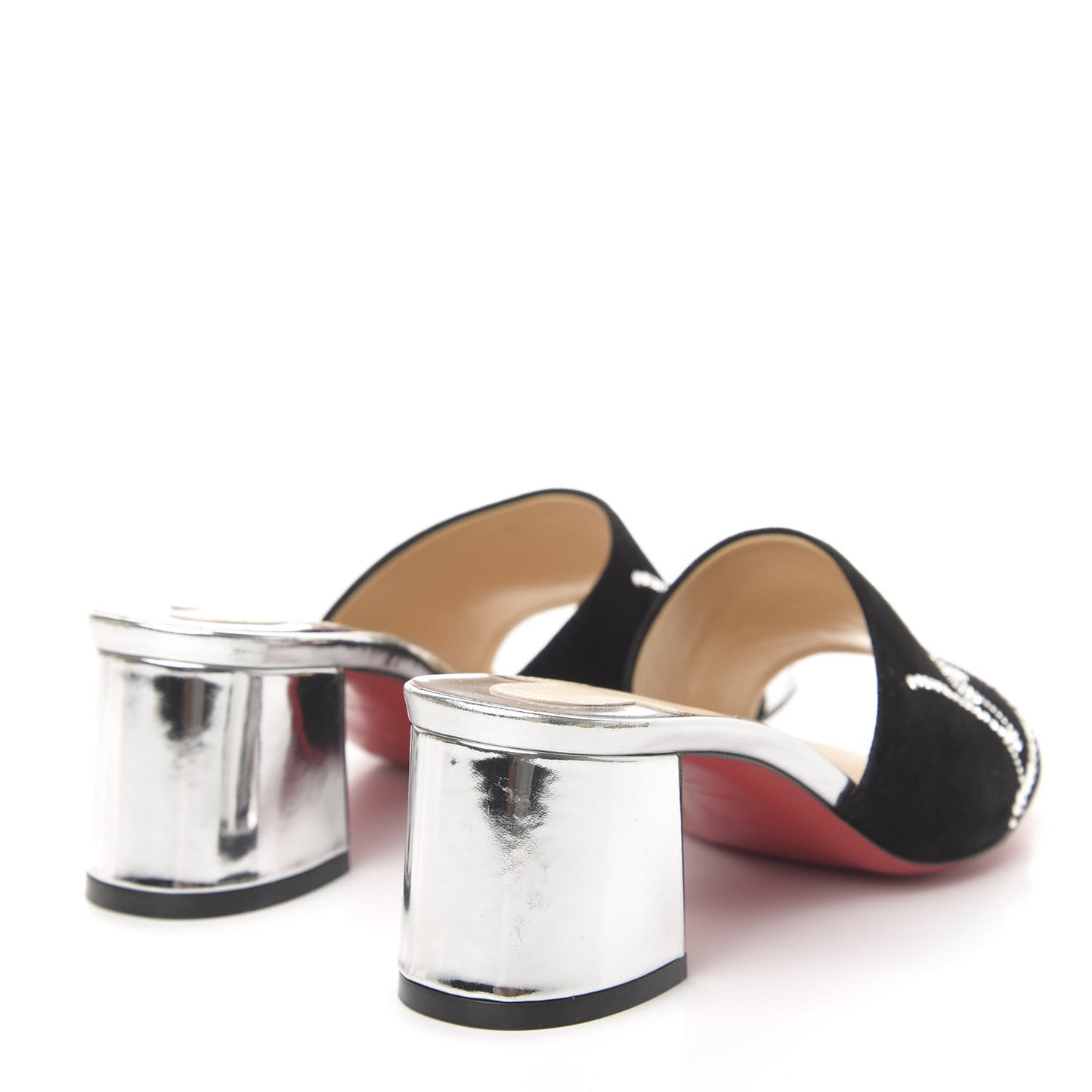 Veau Velours Specchio Dear Home 55 Slide Sandals 35.5 Black Crystal