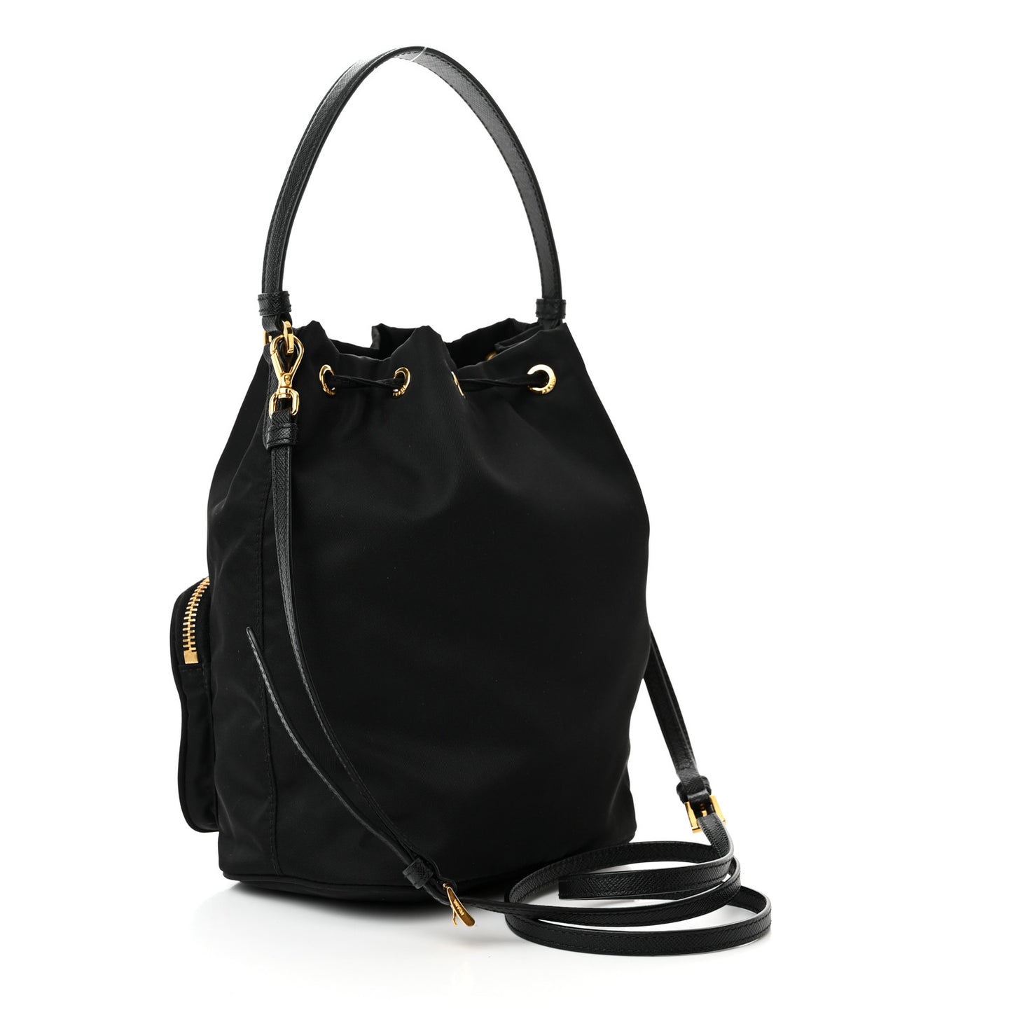 Re-Nylon Duet Drawstring Shoulder Bag Black