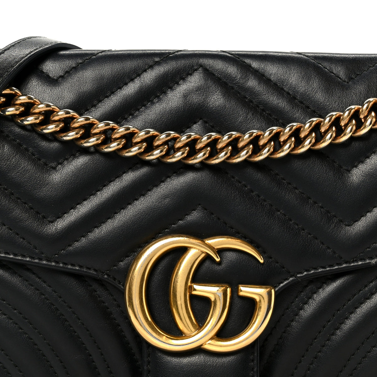 Gucci Calfskin Matelasse Small GG Marmont Shoulder Bag Black 9 of 11