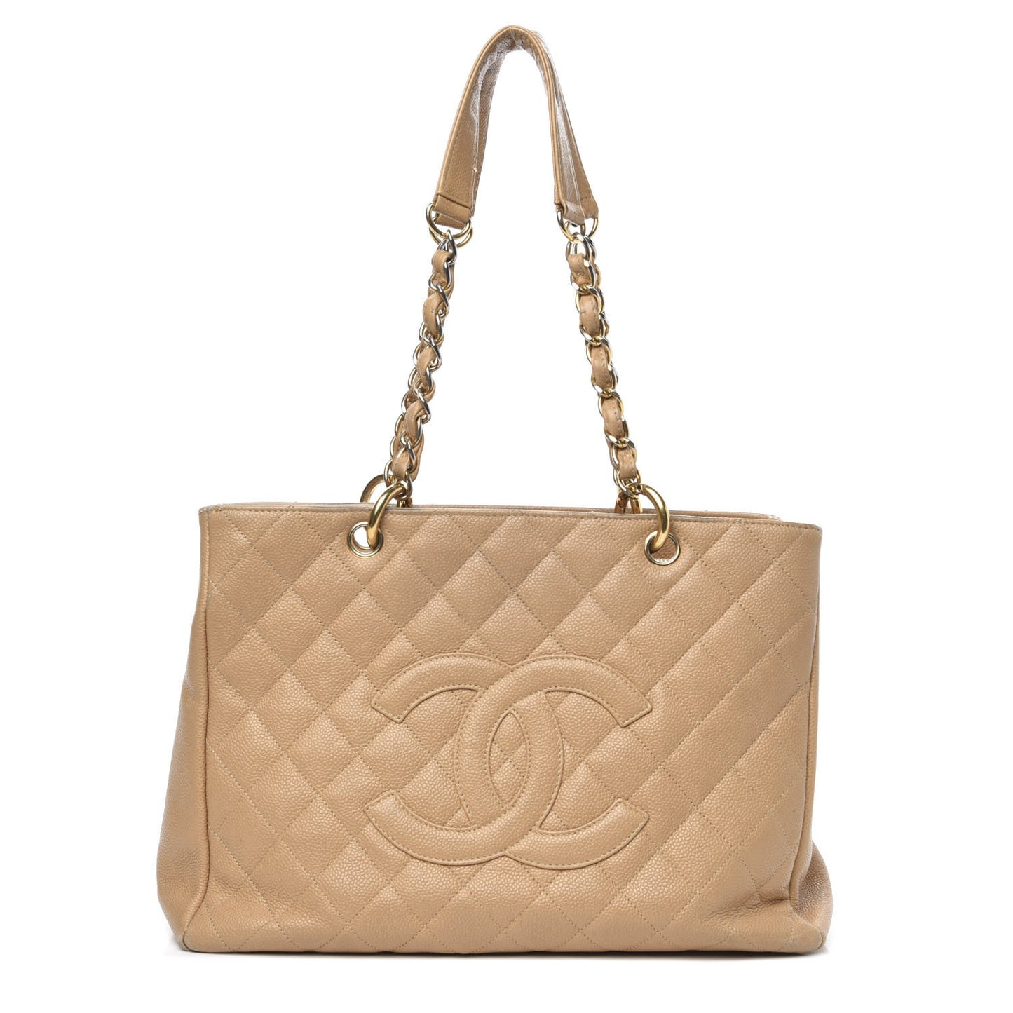 Caviar Quilted Grand Shopping Tote GST Beige Clair