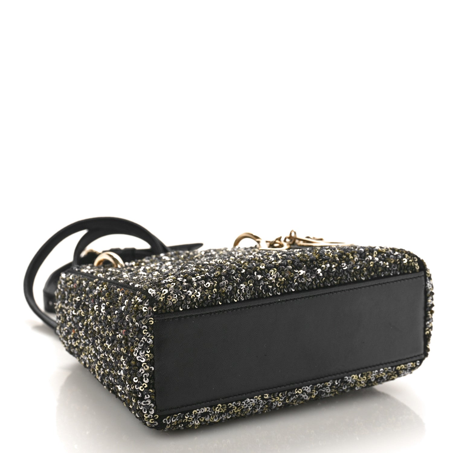 Christian Dior Satin Lambskin Sequin Embroidered Mini Lady Dior Black Multicolor 3 of 8