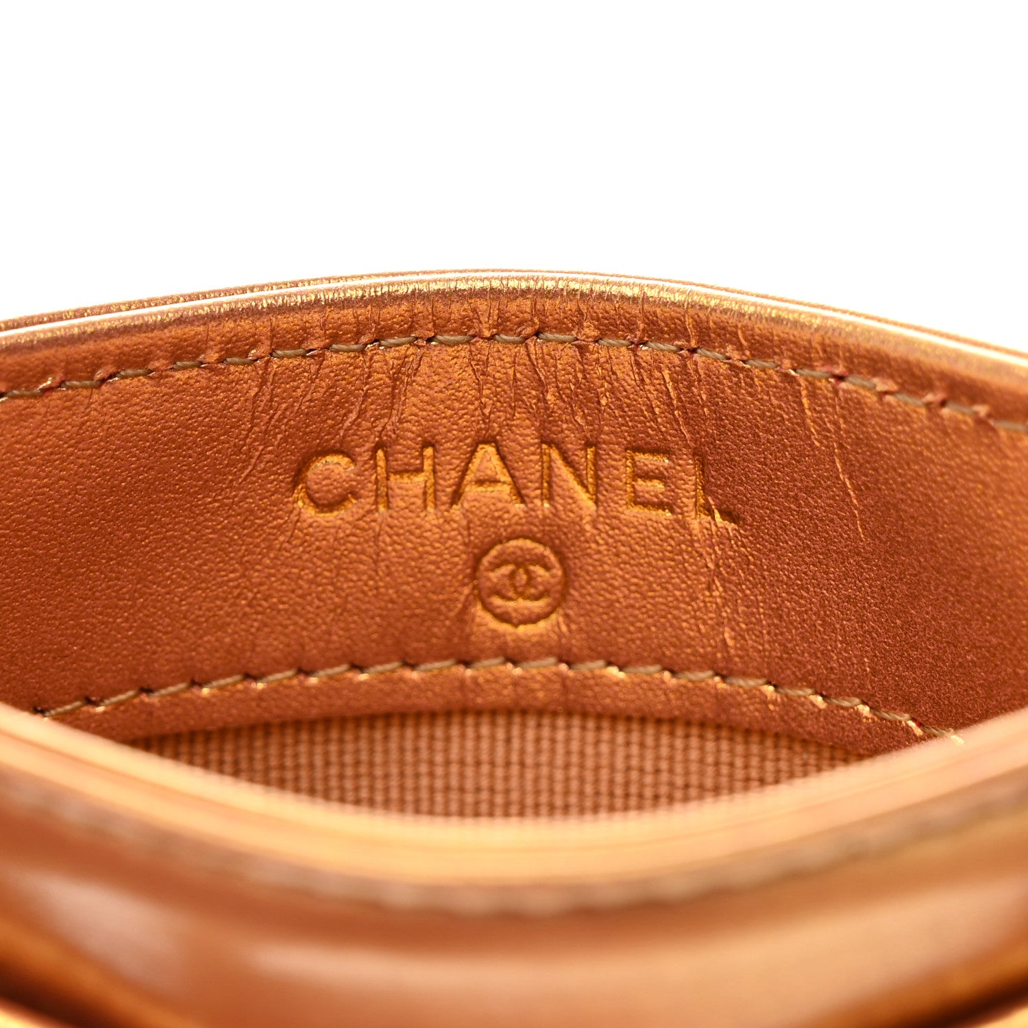 Chanel Metallic Lambskin Quilted CC Card Holder Gold 6 of 9