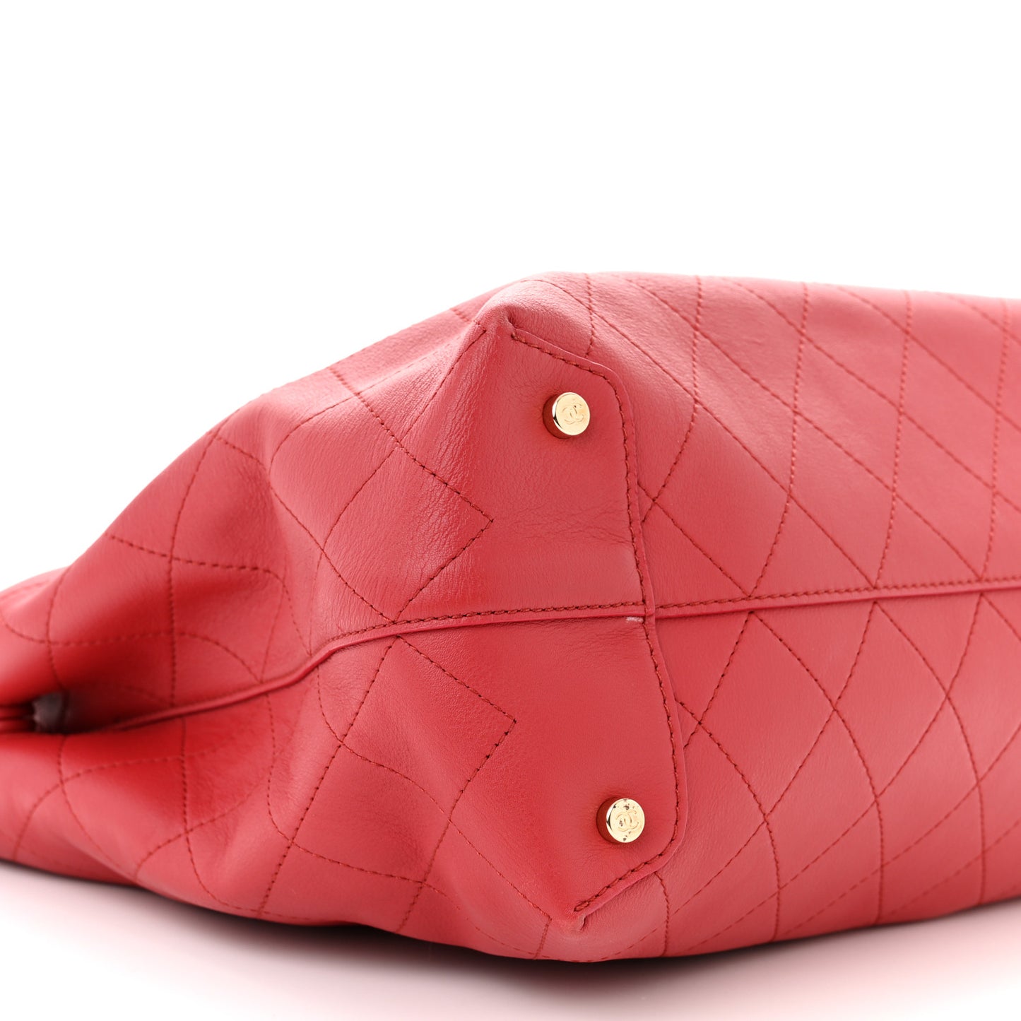 Calfskin Stitch Medium Ring My Bag Shopping Tote Red