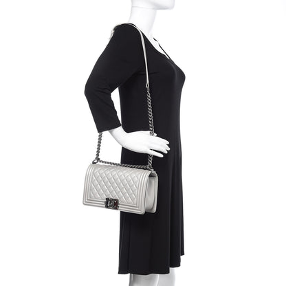 Chanel Metallic Caviar Quilted Medium Boy Flap Silver 2 of 10