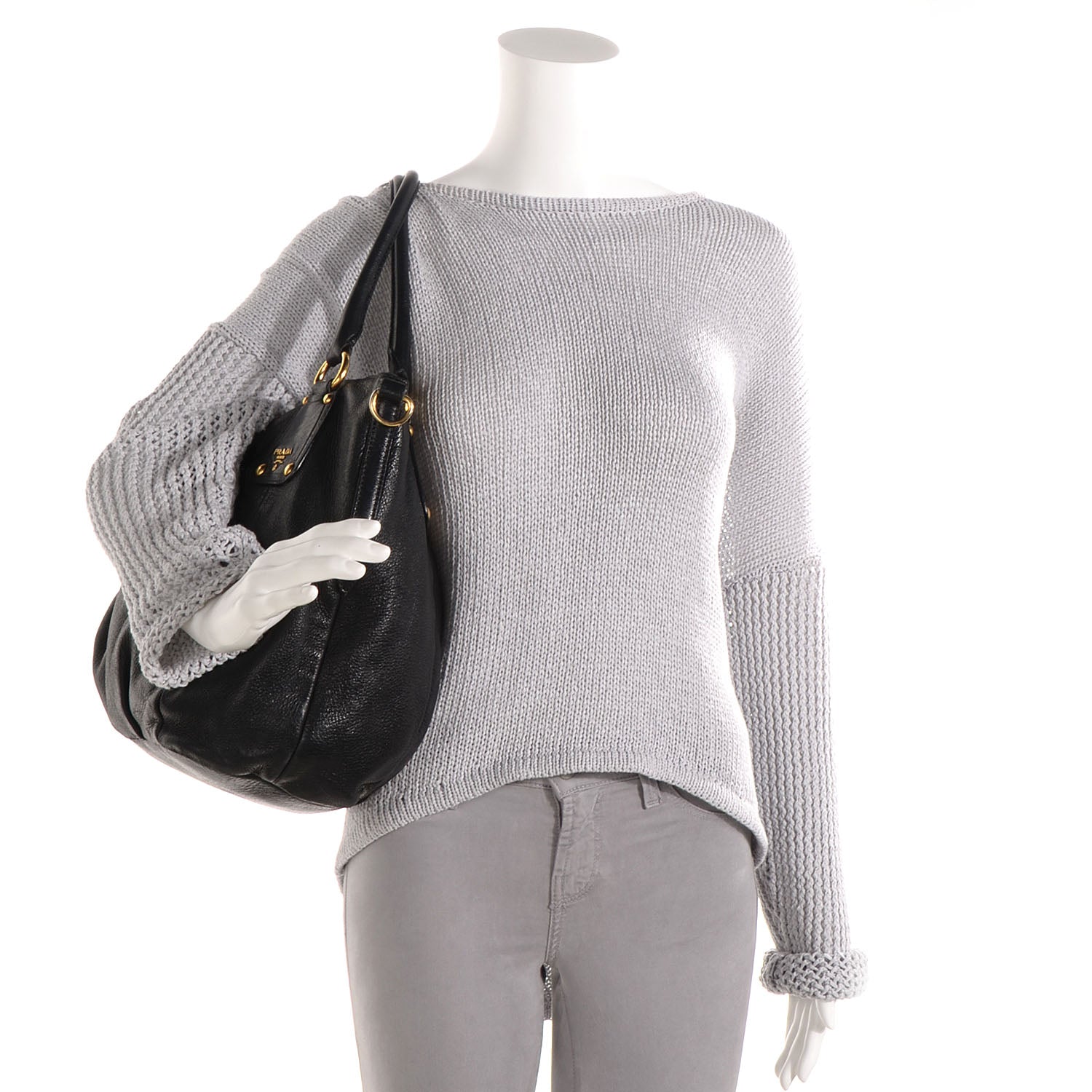 Prada Cervo Shine Satchel Nero Black 2 of 10