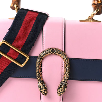 Gucci Moon Calfskin Web Medium Dionysus Bamboo Top Handle Bag Sugar Pink Blue Agata Hibiscus Red 8 of 11