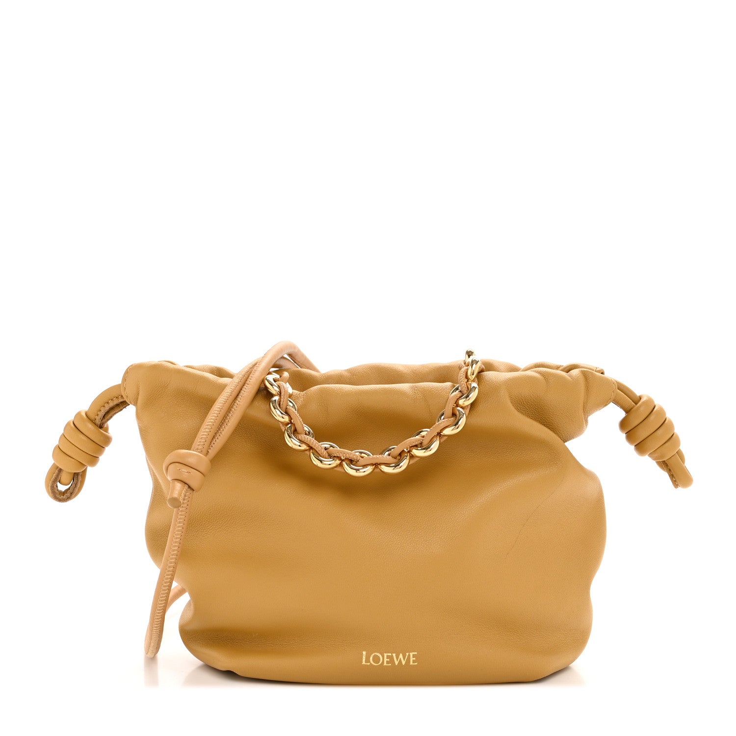 Loewe Mellow Nappa Donut Chain Mini Flamenco Knot Clutch Sahara 1 of 11