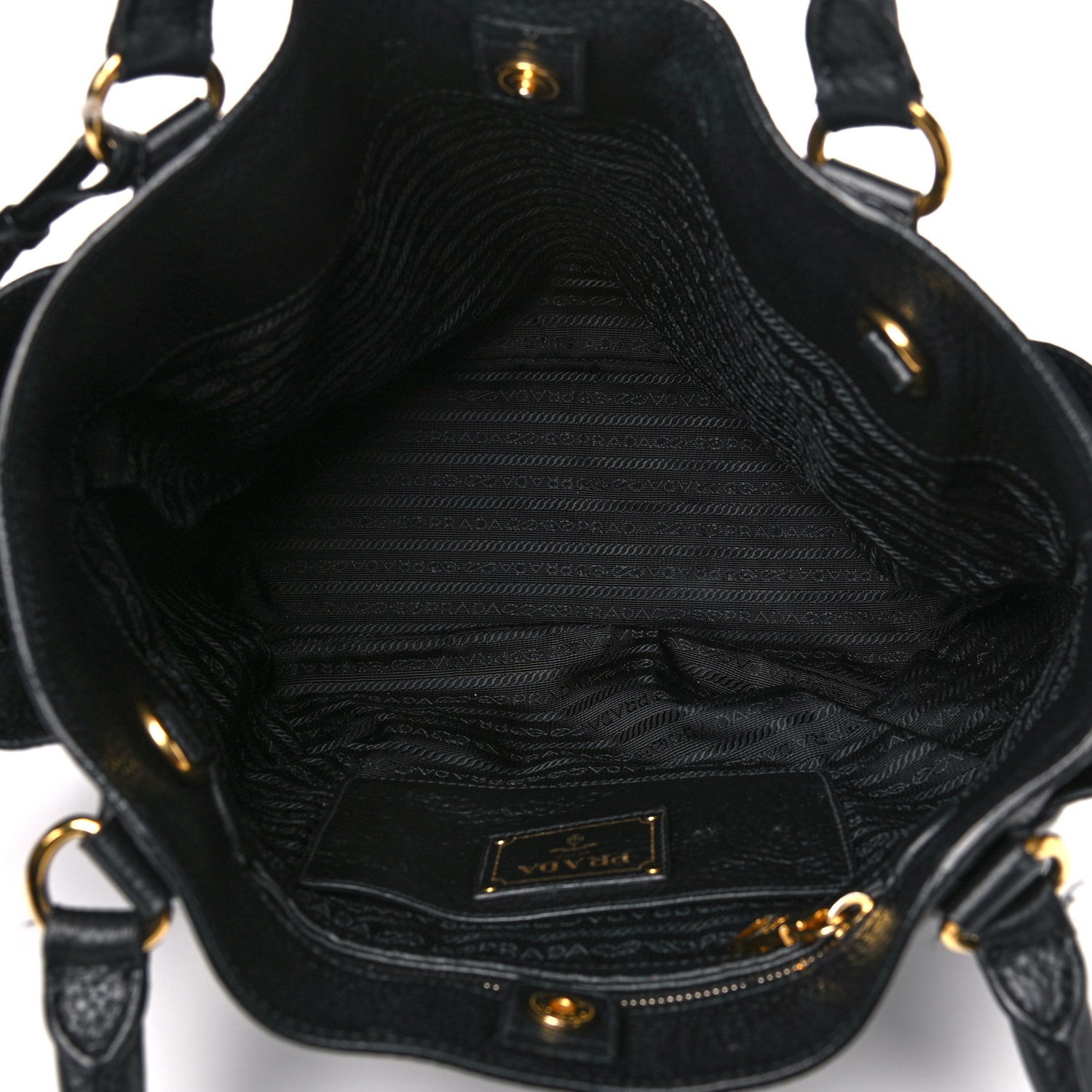 Prada Vitello Daino Side Pocket Tote Black 5 of 25