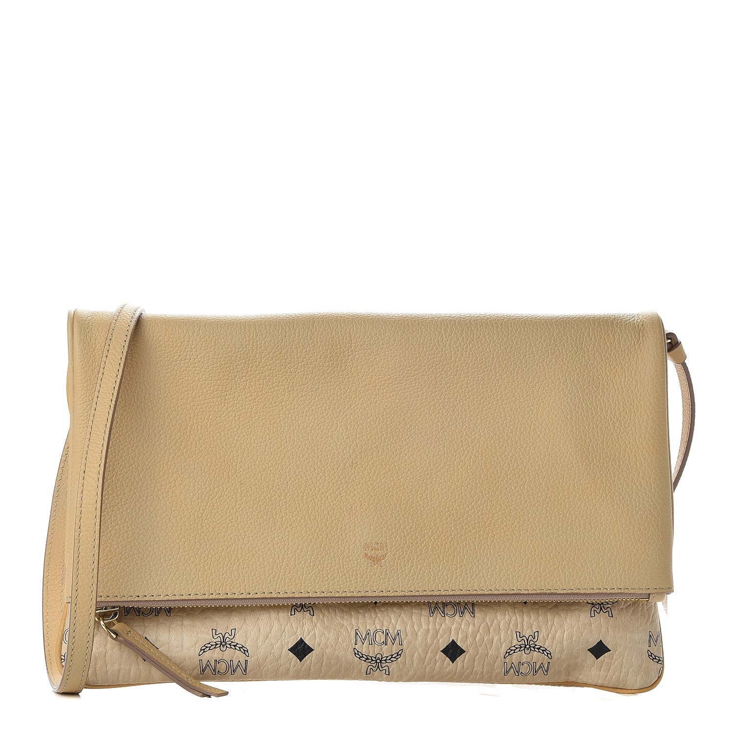MCM Visetos Corina Foldover Crossbody Bag Latte Beige 1 of 10