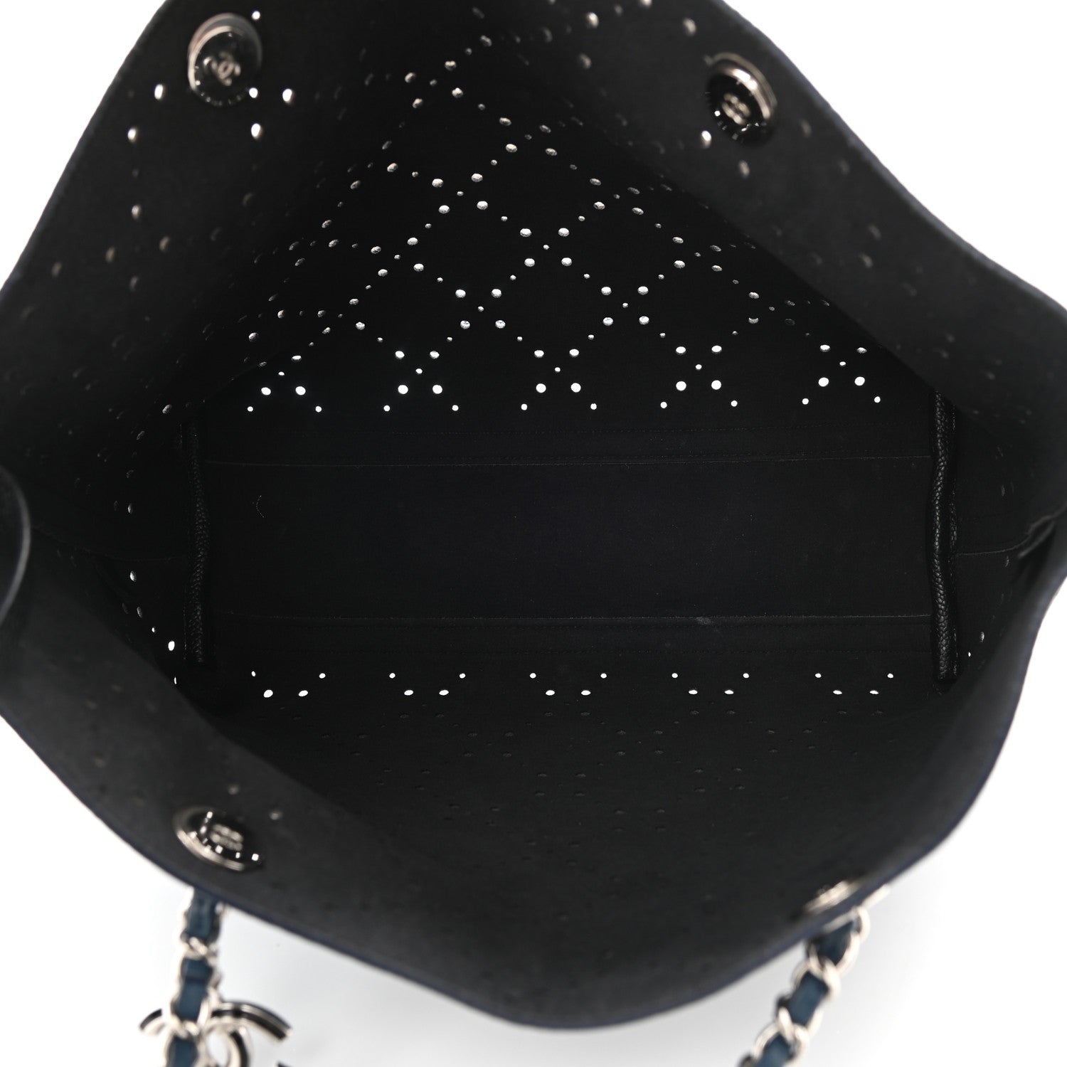 Chanel Perforated Grained Calfskin Large Shopping Tote Blue 6 of 9