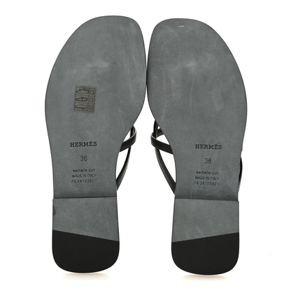 Hermes Calfskin Miss Sandals 36 Black 6 of 9