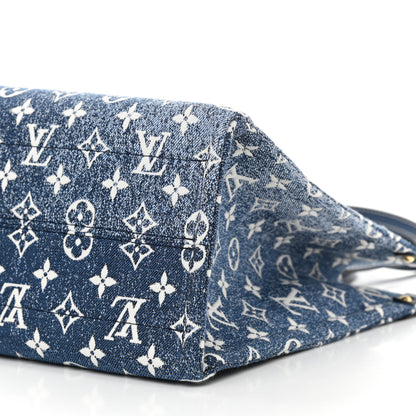 Louis Vuitton Monogram Jacquard Denim Onthego MM Bleu 9 of 9