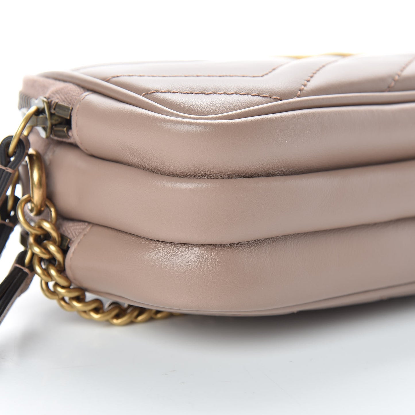 Calfskin Matelasse Mini GG Marmont Chain Crossbody Bag Porcelain Rose