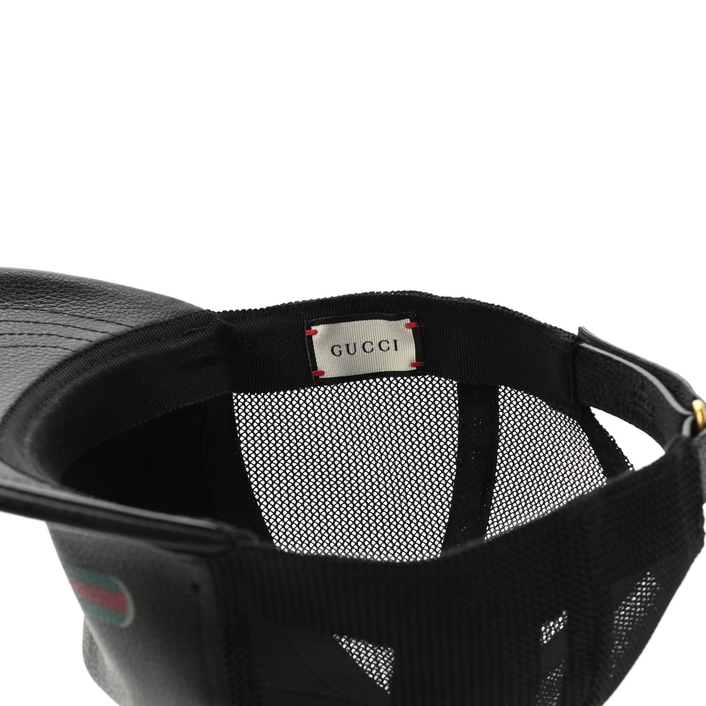 Grained Calfskin Logo Baseball Hat L Black