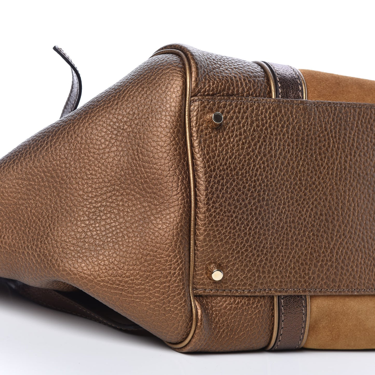 Metallic Calfskin Suede Colorblock Canterbury Tote Brown