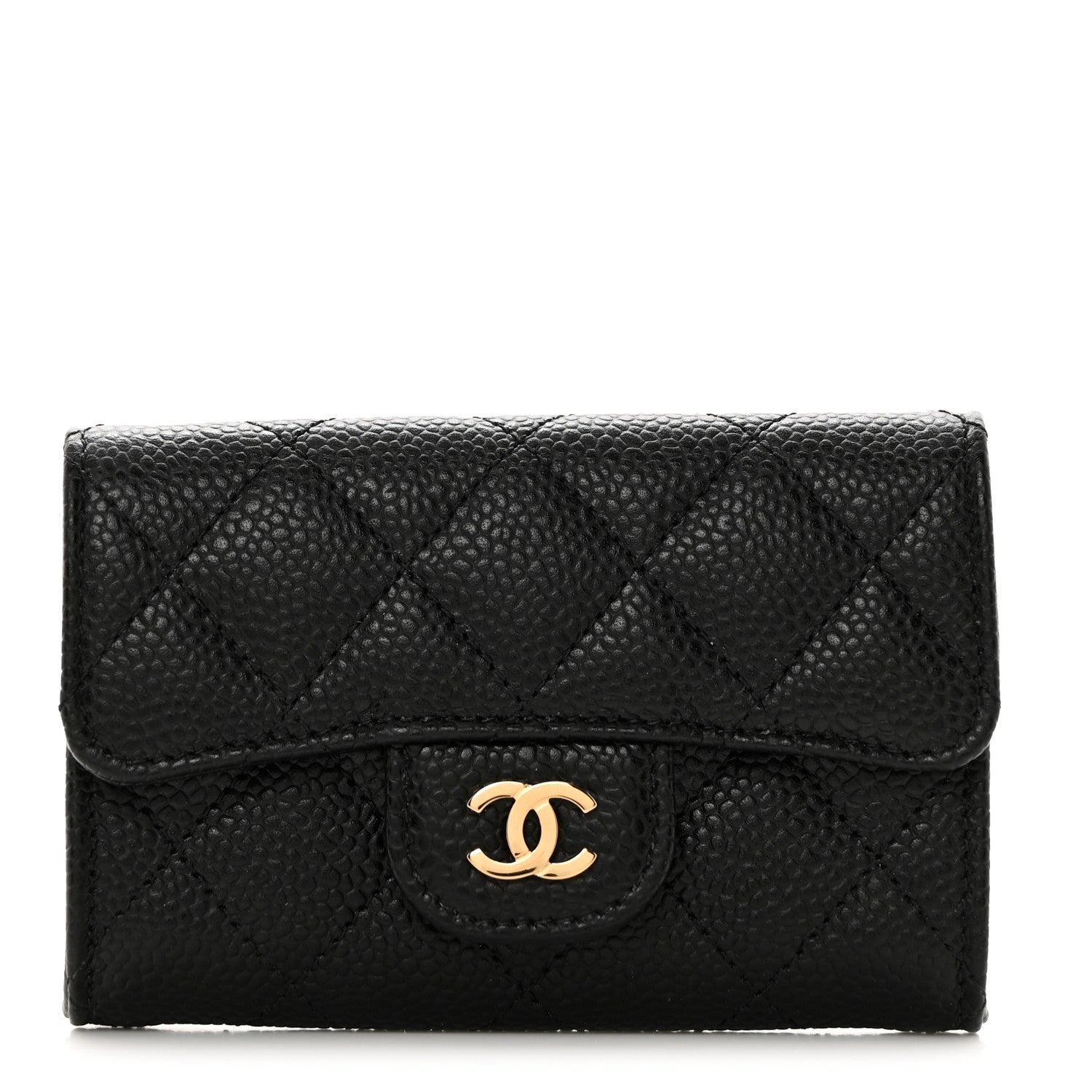 Chanel Caviar Quilted Flap Card Holder Wallet Black 1 of 8