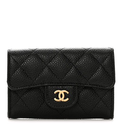 Chanel Caviar Quilted Flap Card Holder Wallet Black 1 of 8