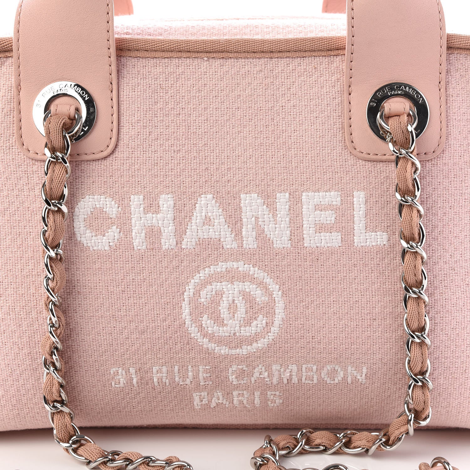 Chanel Canvas Deauville Small Bowling Bag Light Pink 11 of 11