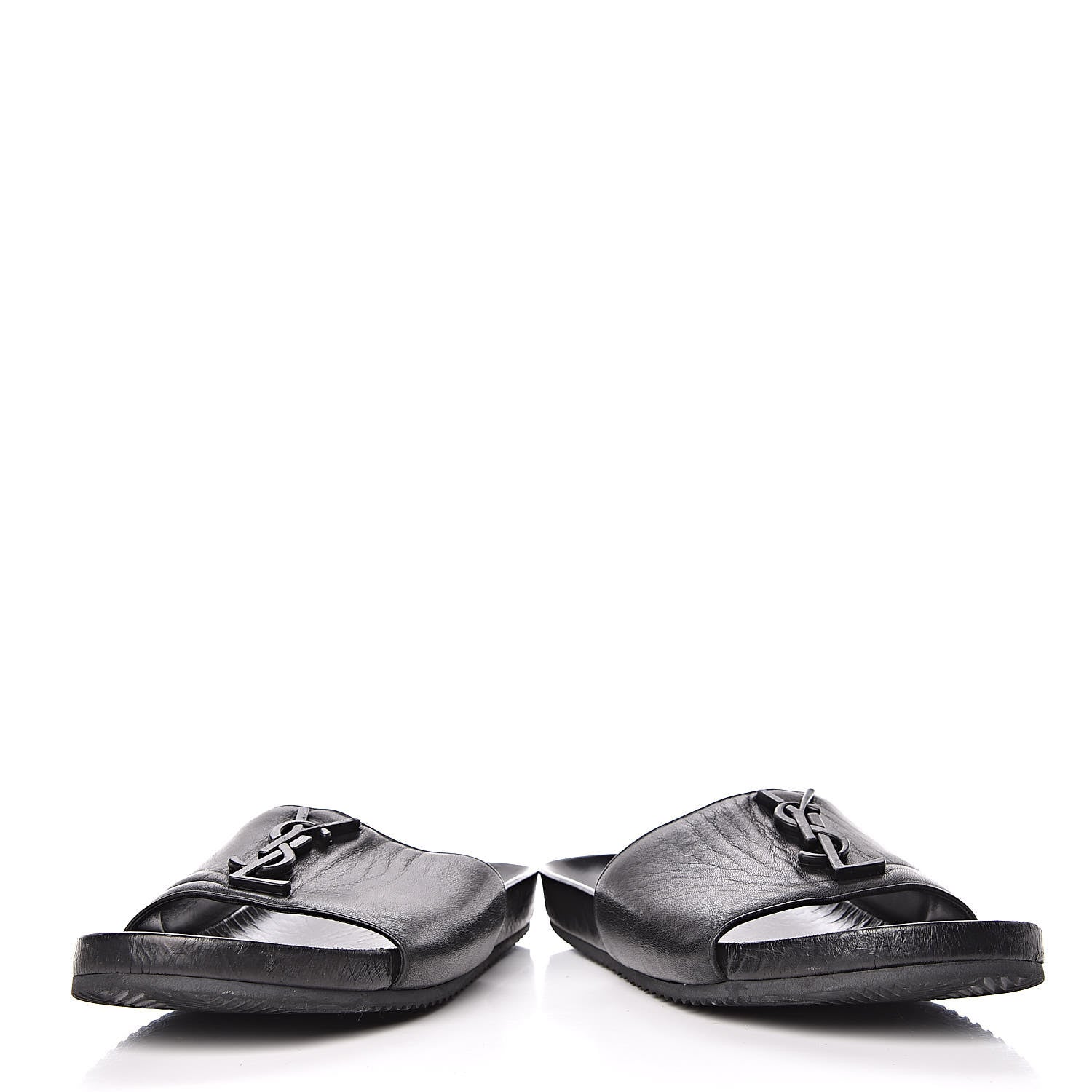Saint Laurent Lambskin Joan Slide Sandals 39 Black 5 of 14