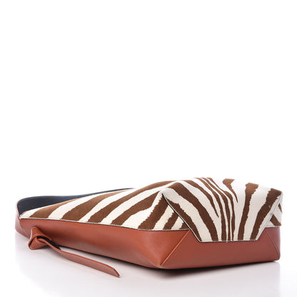Celine Shiny Smooth Calfskin Zebra Printed Calf Hair Small Twisted Cabas Chalk Brick 5 of 14