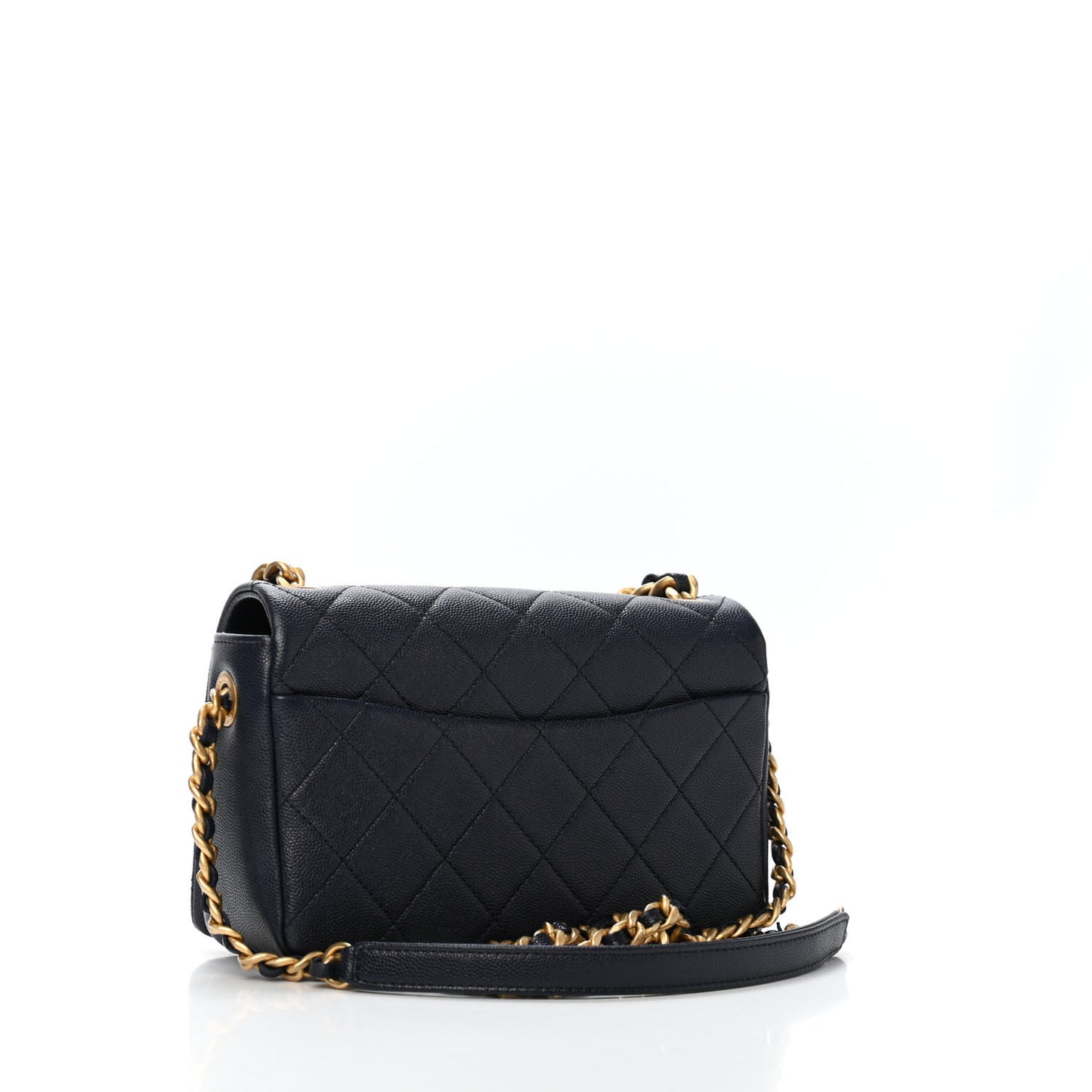 Caviar Quilted Small Fashion Therapy Flap Bag Navy Blue