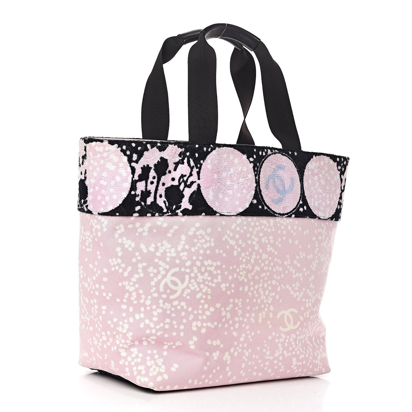 Terry Cotton Canvas Printed Large CC Tote Pale Pink