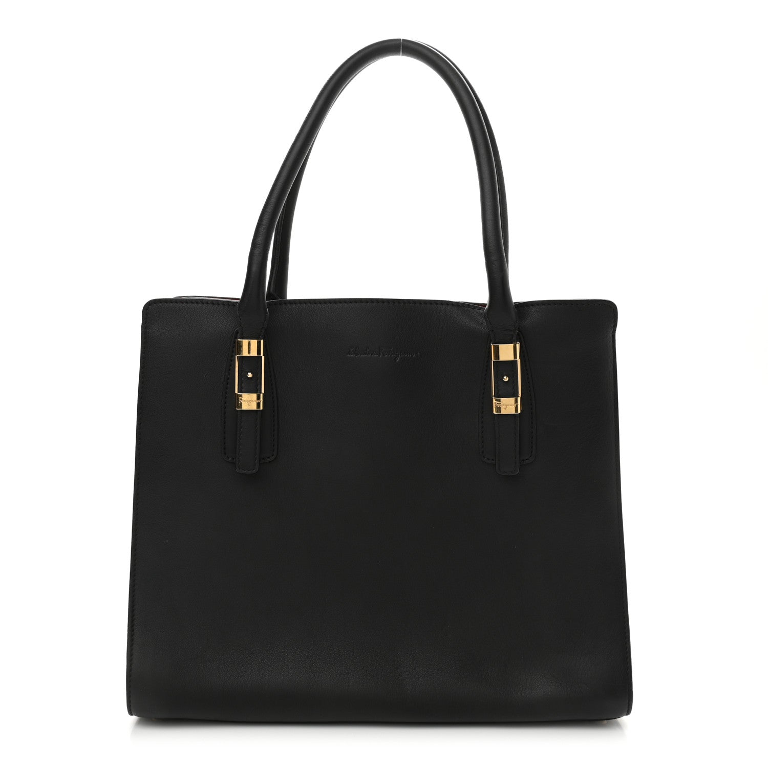 Salvatore Ferragamo Calfskin Python Whitney Tote Black 1 of 11