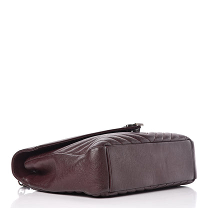 Saint Laurent Sheepskin Matelasse Chevron Monogram Large College Satchel Amaranto 4 of 21