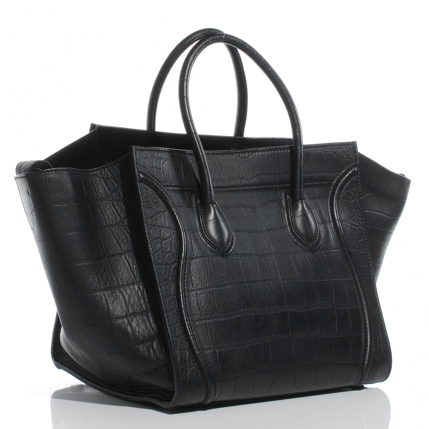 Celine Crocodile Embossed Small Phantom Luggage Black 3 of 7