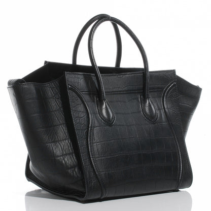 Celine Crocodile Embossed Small Phantom Luggage Black 3 of 7