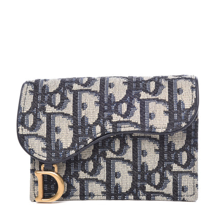 Christian Dior Oblique Saddle Card Holder Blue 1 of 8