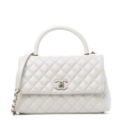 Chanel Iridescent Caviar Quilted Small Coco Handle Flap White 1 of 11