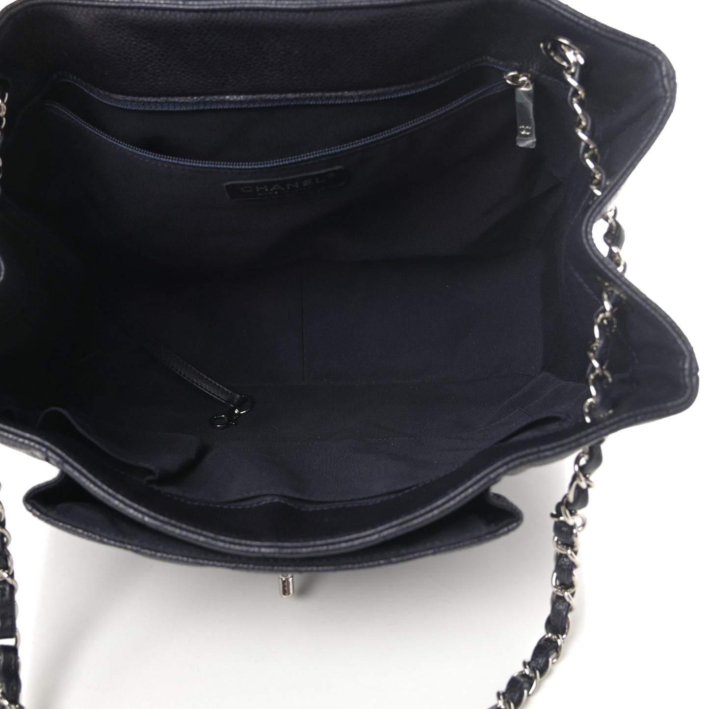 Caviar Quilted Flap Tote Marine