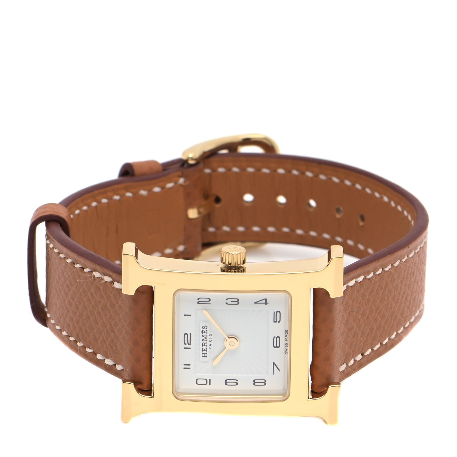 Hermes Stainless Steel Epsom 21mm Heure H Hour Quartz Watch Gold 2 of 5