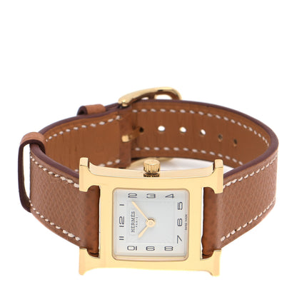 Hermes Stainless Steel Epsom 21mm Heure H Hour Quartz Watch Gold 2 of 5
