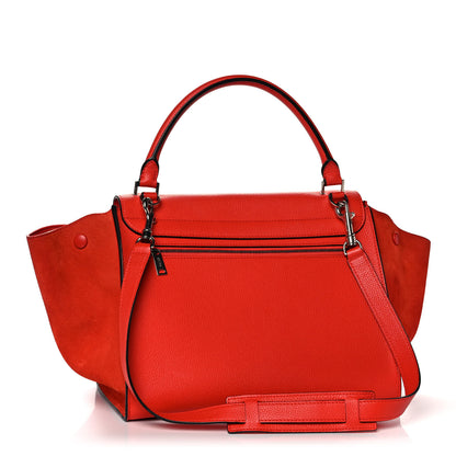 Celine Drummed Calfskin Suede Medium Trapeze Vermillion 3 of 17