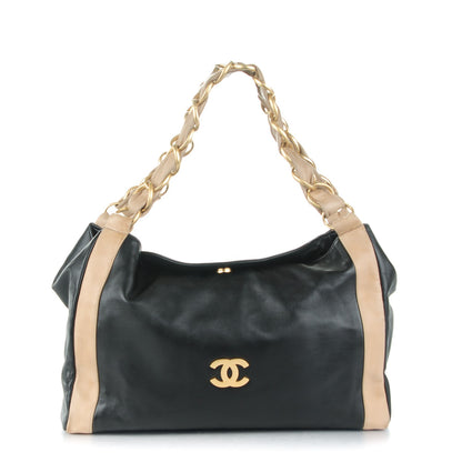 Chanel Lambskin Small Olsen Shoulder Bag Black Beige 1 of 7