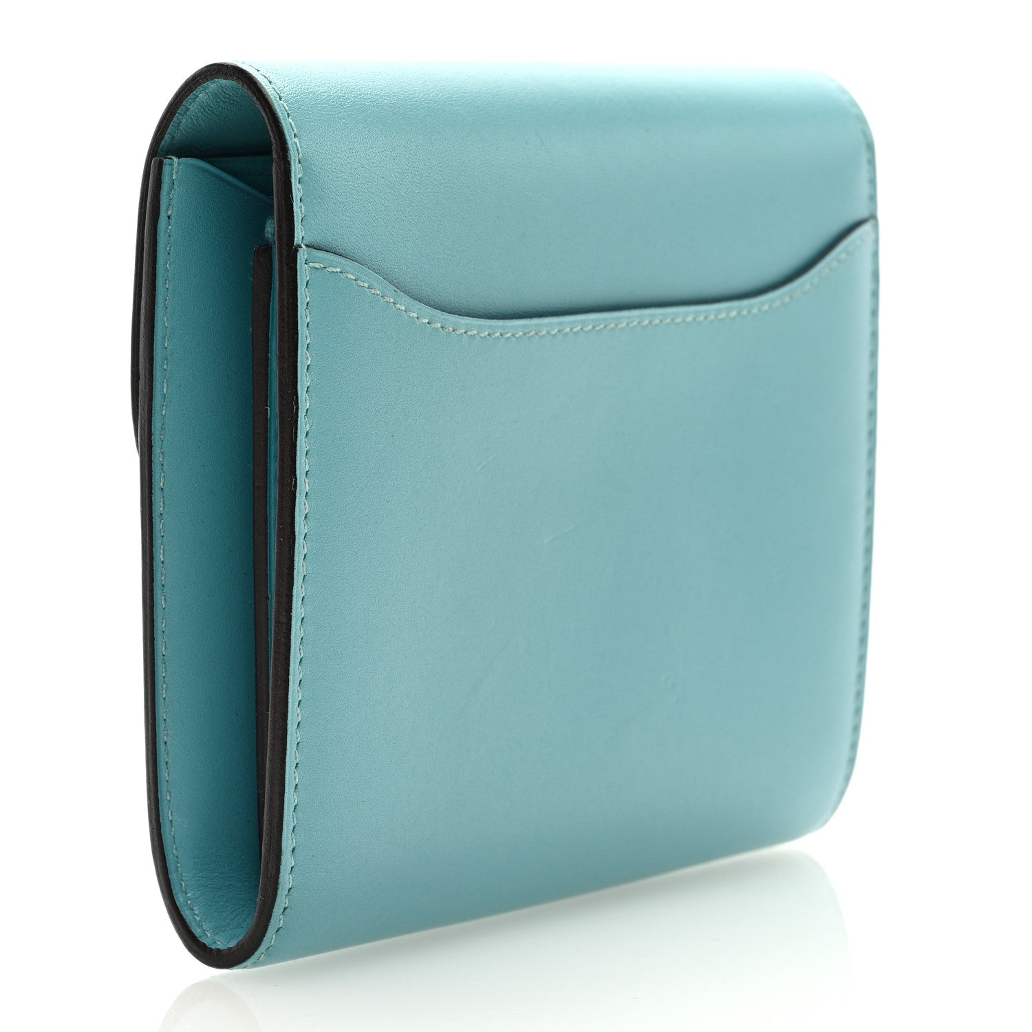 Hermes Tadelakt Lizard Constance Short Wallet Bleu Atoll Ficelle 3 of 6