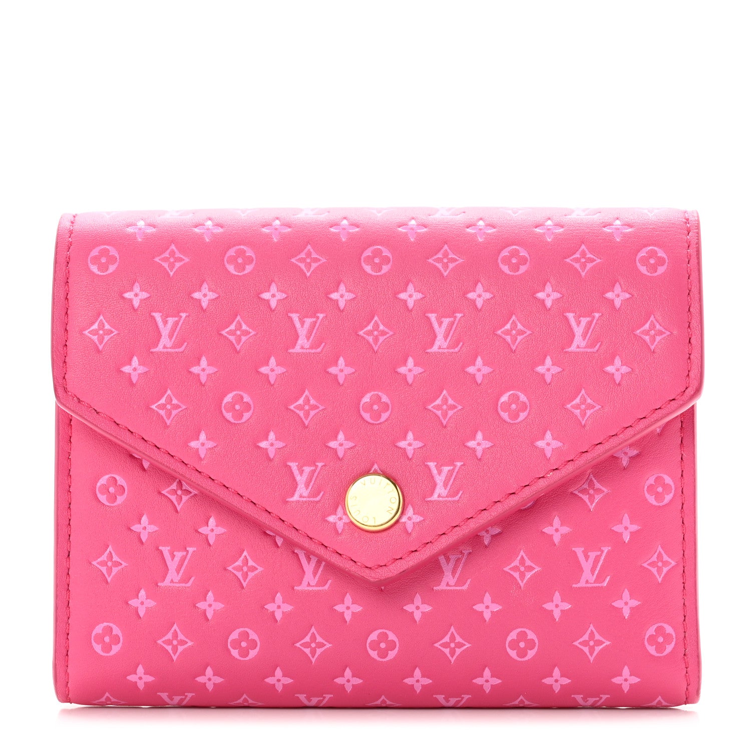 Louis Vuitton Calfskin Nanogram Embossed Victorine Wallet Rose 1 of 6